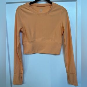 Women's Orange Long Sleeve Crop Top